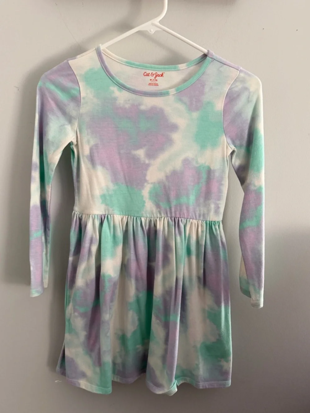 CAT & JACK Girls Long Sleeve Dress Bundle-Tie Dye & Rainbow Tutu Size M 7/8